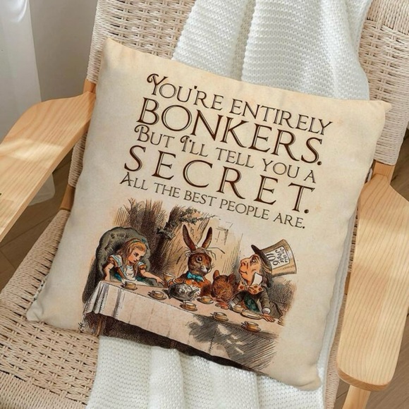 Alice in Wonderland Tea Party Whimsy Woodland Pillow Cover - Picture 2 of 4